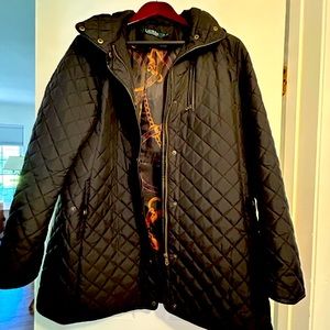 Lauren Ralph Lauren Petite Quilted, Hooded Rain Coat